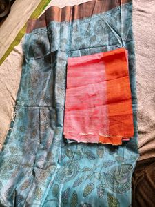 Teal Floral Saree