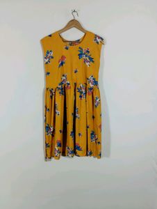 Mustard Yellow Printed Casual Dress (Women)