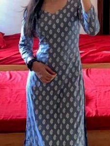 Elegant Grey Printed Kurta