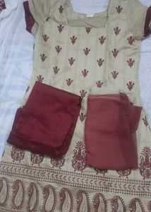 Silk Blend Kurta, Churidar, Dupatta Set