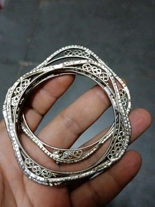Silver Stone Bangles