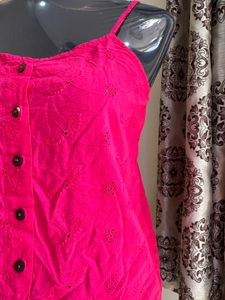 Pink Cotton Spaghetti Top