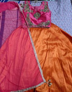Pink & Orange Lehenga Choli Set