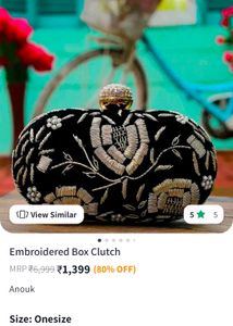 Anouk By Myntra Hand Embroidered Clutch