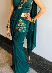 Elegant Emerald Green Saree