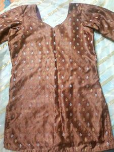 Brown Embellished Short Kurti