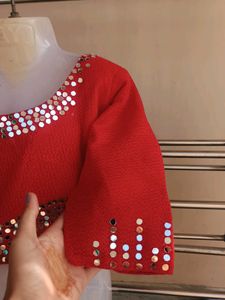 Red Mirror Work Blouse