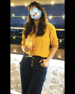 Yellow Button-Up Top