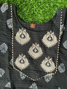 Black Anarkali Kurta With Duppta And Belt