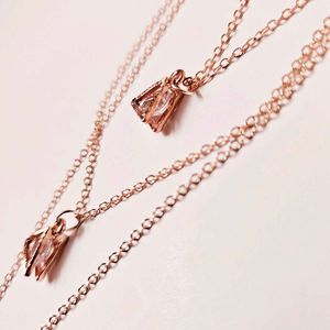 Triple Triangle Rose Gold Necklace