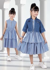 Cute Girls&#39; Dress &amp; Denim Jacket Set