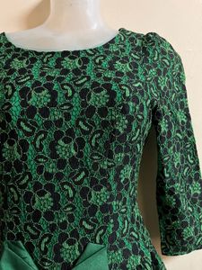 Green Lace Bow Dress