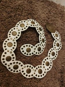 Vintage White & Gold Belt