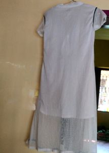 Georgette Short Sleeve Kurta Black And White