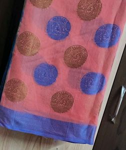 New cotton silk saree with sitchted blouse