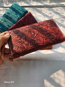Floral Embossed Leather Wallet