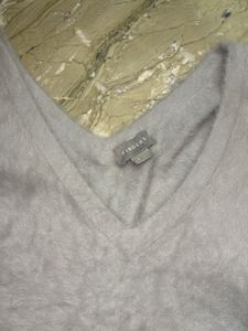 Fluffy Cropped V-Neck Sweater