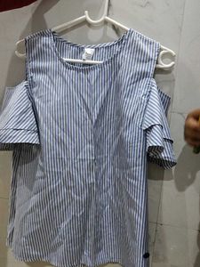 Striped Cold Shoulder Top