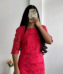 Elegant Pink Lace Dress