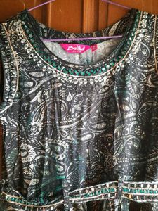Printed Black Long Kurti/Dress