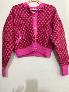 Zara Tweed-Style Knit Cardigan