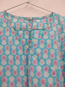 Pineapple Print Peplum Short Kurti Sale😍