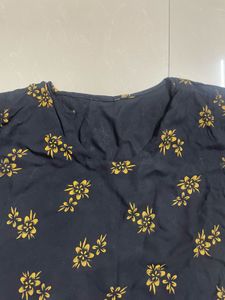 Black Kurta With Floral Print