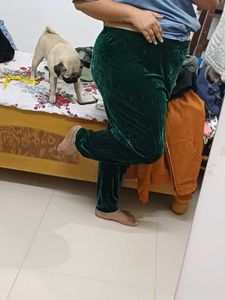 Green Velvet Plussize Pants