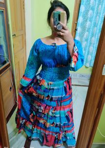 Multicolor Cotton Long Length Dress