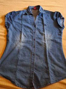 Denim Button-Down Top