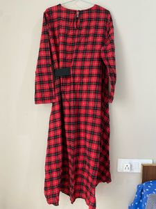 Red check dress