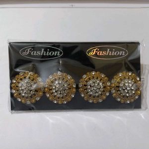 Gold &amp; Crystal Statement Earrings