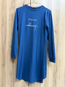 Blue Ribbed Nightwear Dress