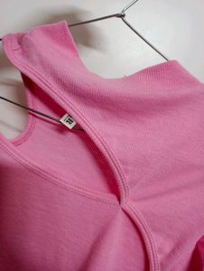 Pink Cutout Long Sleeve Top