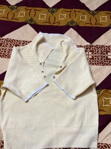 Vintage Cream Knit Short Sleeve Top