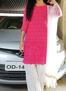 Pink Kurti With Plazo Pant