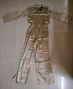 Shein Party Shimmer Crop Top &amp; Pant Co-Ord Set