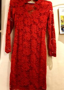 Lace Up Red Dress