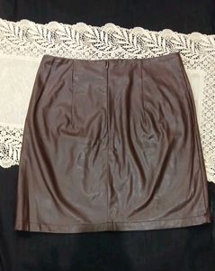 Brown Faux Leather Skirt