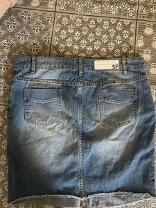Denim &amp; Lace Mini Skirt