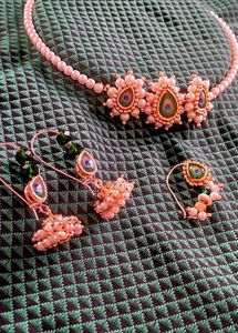 Pink Pearl Peacock Jewelry Set