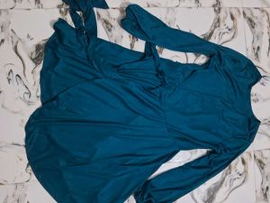 Blue V-Neck Wrap Mini Dress