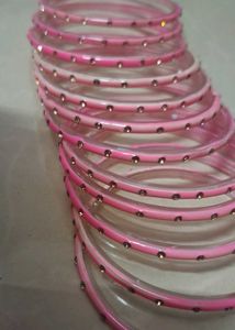 Pink Crystal Bangles