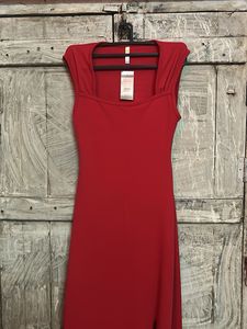 Red Square Neck Maxi Dress