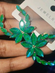 Green Flower Earrings