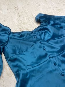 dark blue satin dress