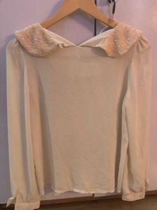 white sequin collar shirt/top