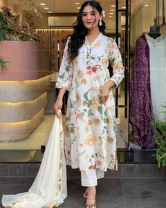 V Neck Mul Cotton Kurta Set