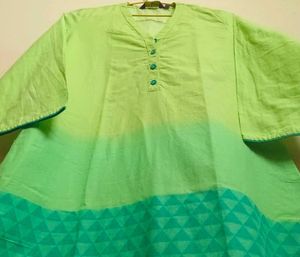 SALE - Rangriti Colourblock V-Neck Green Kurta