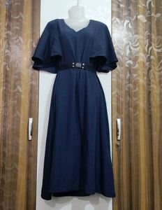 Elegant Navy Blue Midi Dress
